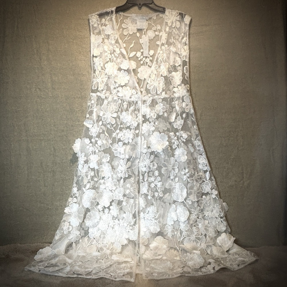 Borrowed&Blue Lace Robe 3D Appliqué Flowers Wedding Bridal‎ Anniversary